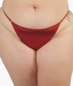 Luxe Satin Thong - Wine Red