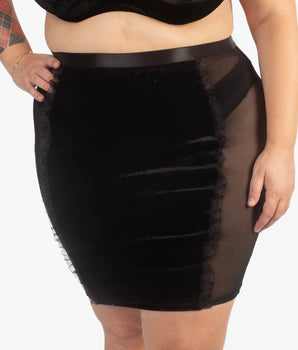 Miss Kitty Cat Velvet + Mesh Skirt