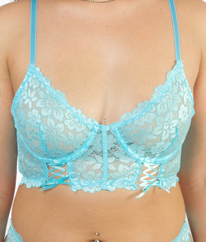 Mystic Blue Lace Corset Bra