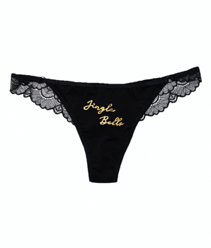 Black Lace Jingle Bells Thong