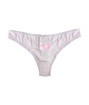 BeChill™ Ribbed Butterfly Embroidered Thong