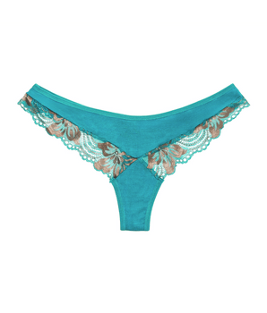 AiraModal™ Teal and Metallic-Lace Thong